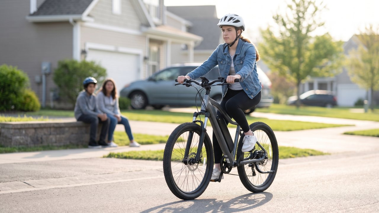 A rider riding steadily past friends on a wall without changing speed or line.