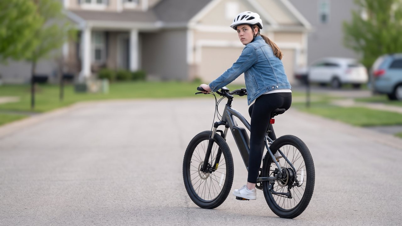 A rider looking back over a shoulder with unfocused eyes, head already swinging forward again.