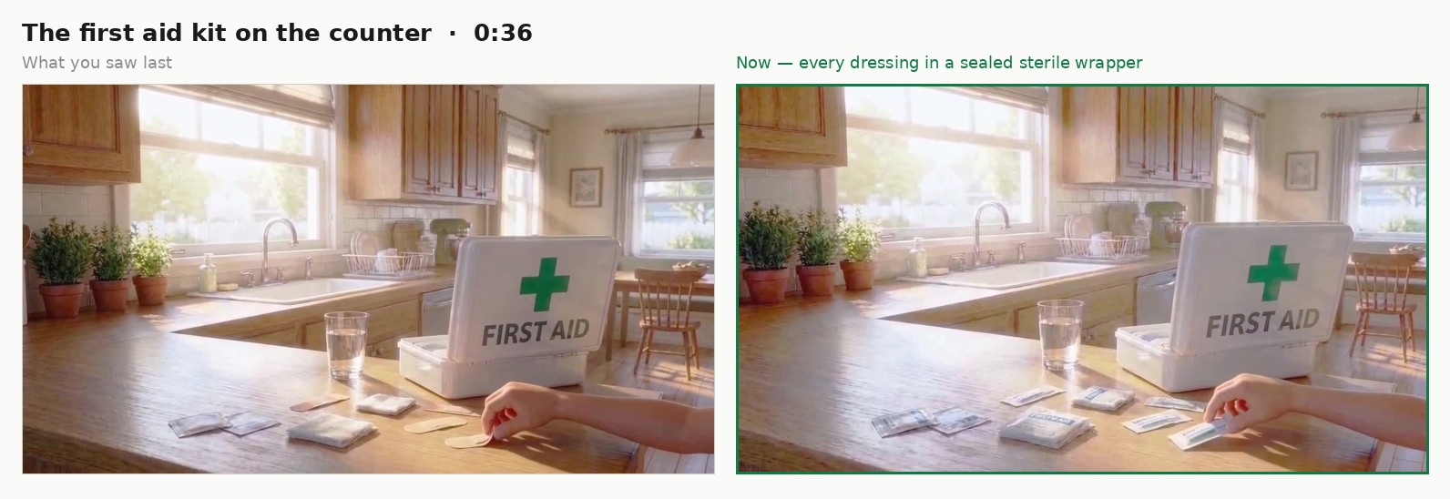 The counter, before and after