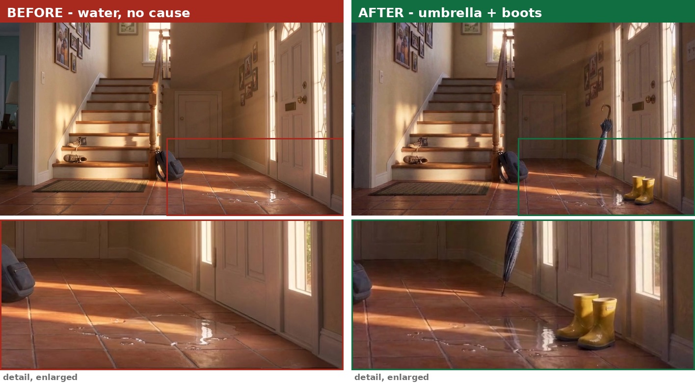 Puddle before and after